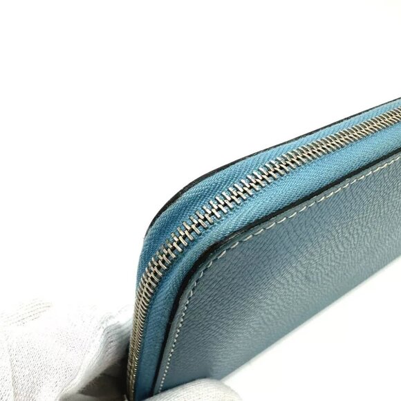 HERMES Asap Long Classic Round Wallet Long Wallet Epsom Blue gene - Picture 6 of 14
